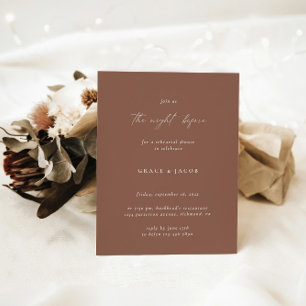 Boho Elegant Modern Light Brown Rehearsal Dinner Invitation