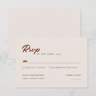 Boho Elegant Modern Minimalist Wedding RSVP Card