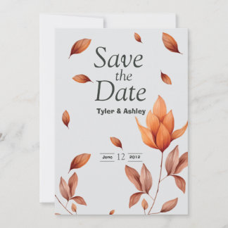 Boho Elegant Orange Floral Wedding  Invitation