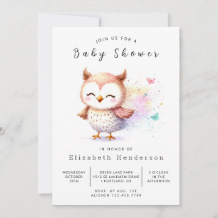 Boho Elegant Owl Baby Shower Invitation