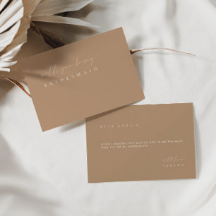 Boho Elegant Pale Taupe Bridesmaid Proposal Card