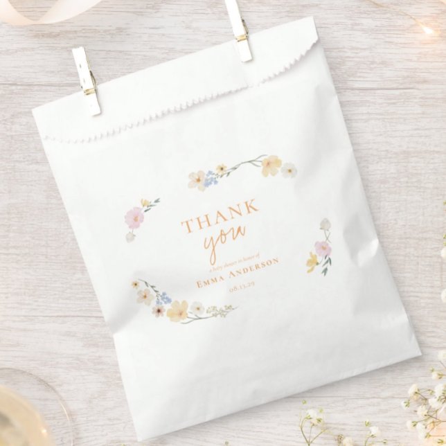 Boho elegant  Pastel Wildflowers Baby Shower Favour Bags (Creator Uploaded)