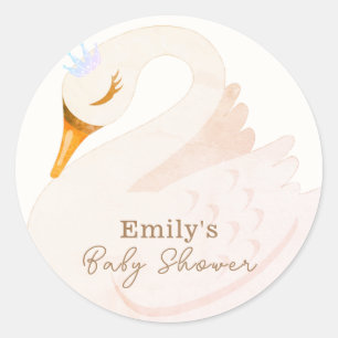 Boho Elegant Princess Swan Girl Baby Shower Classic Round Sticker