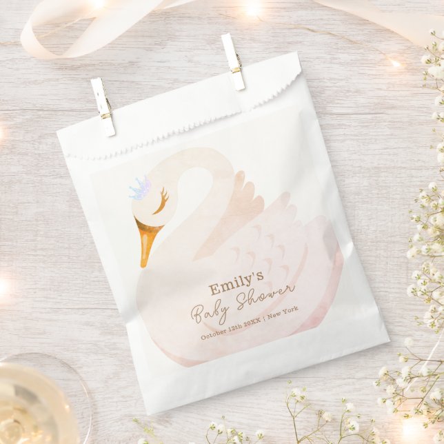 Boho Elegant Princess Swan Girl Baby Shower Favour Bags (Clipped)