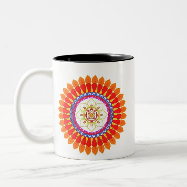 Boho Elegant Rhythmic Euphoria  Two-Tone Coffee Mug (Left)