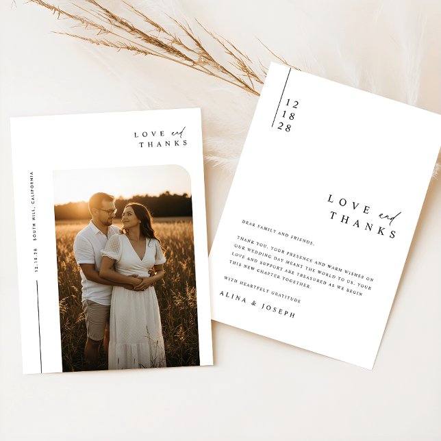 Boho Elegant Rustic Photo Wedding Thank You Card (Creator Uploaded)
