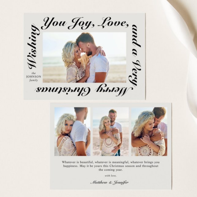 Boho Elegant Script Typography Photo Holiday Card (Creator Uploaded)