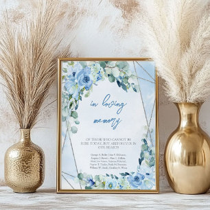Boho Elegant soft blue watercolor In loving memory Poster