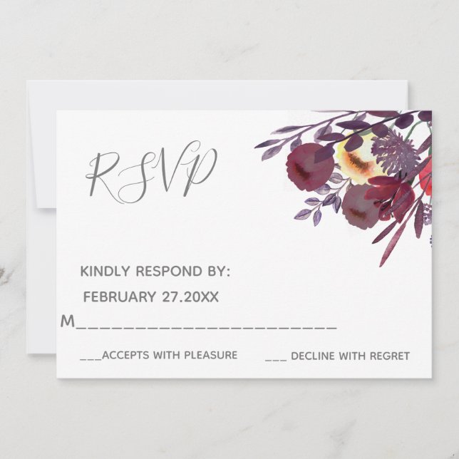 Boho elegant watercolor floral bouquet RSPV Invitation (Front)