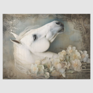Boho Elegant White Horse Decoupage Tissue Paper