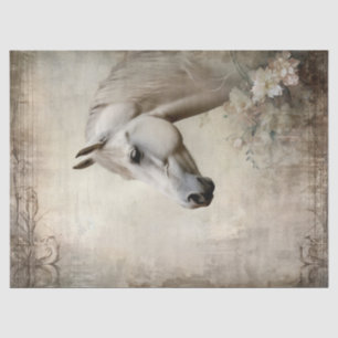 Boho Elegant White Horse Decoupage Tissue Paper