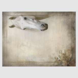 Boho Elegant White Horse Decoupage Tissue Paper
