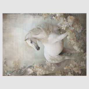 Boho Elegant White Horse Decoupage Tissue Paper