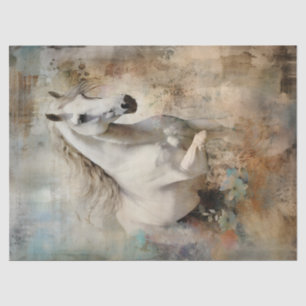 Boho Elegant White Horse Decoupage Tissue Paper