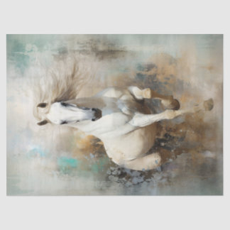 Boho Elegant White Horse Decoupage Tissue Paper