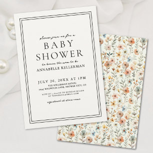 Boho Elegant Wildflower Baby Shower Invitation