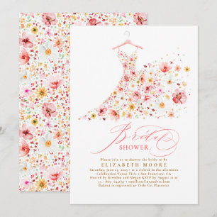 Boho Elegant Wildflower Blush Floral Bridal Shower Invitation