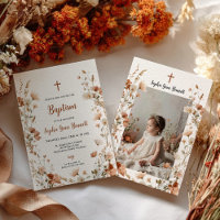 Boho elegant Wildflower Dusty Rose Photo Baptism