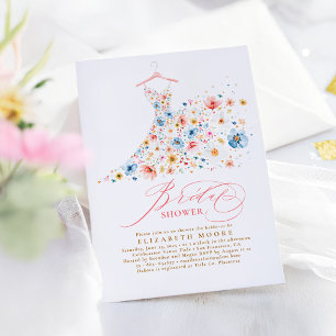 Boho Elegant Wildflowers Floral Bridal Shower Invitation