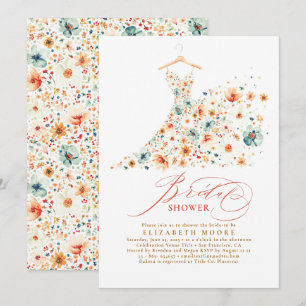 Boho Elegant Wildflowers Floral Fall Bridal Shower Invitation