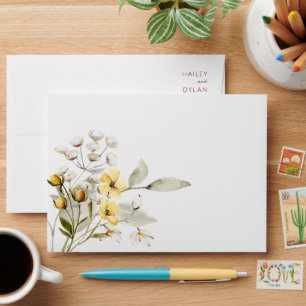Boho Elegant Wildflowers Wedding Envelope