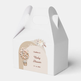 Boho Elephant Air Balloon Neutral Pampas Favour Box