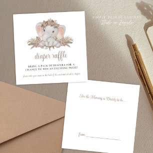 Boho Elephant Baby Shower Diaper Raffle Enclosure Card