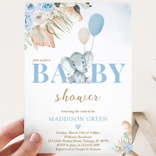 Boho Elephant Baby Shower Invitation