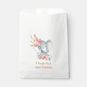 Boho Elephant Bohemian Pink Floral Baby Shower Favour Bags
