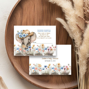 Boho Elephant Cowboy Wildflower Diaper Raffle Enclosure Card