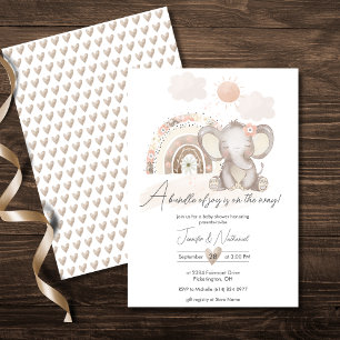 Boho Elephant & Rainbow Baby Shower Invitation