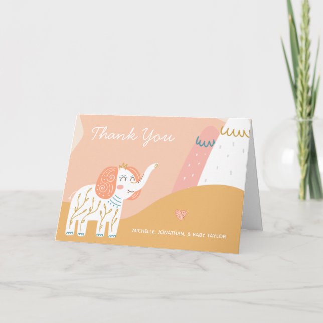 Boho Elephant Thank You  Card (Front)
