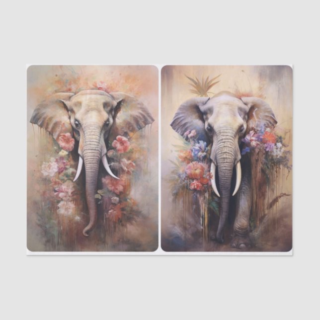 Boho Elephants Tissue Paper (Front)