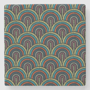 Boho Embroidery Arch Pattern Marble Coaster 