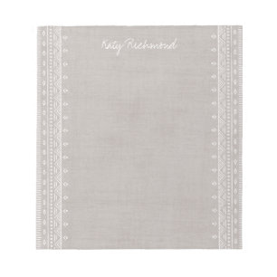 Boho Embroidery Tribal Pattern Notepad - Gray