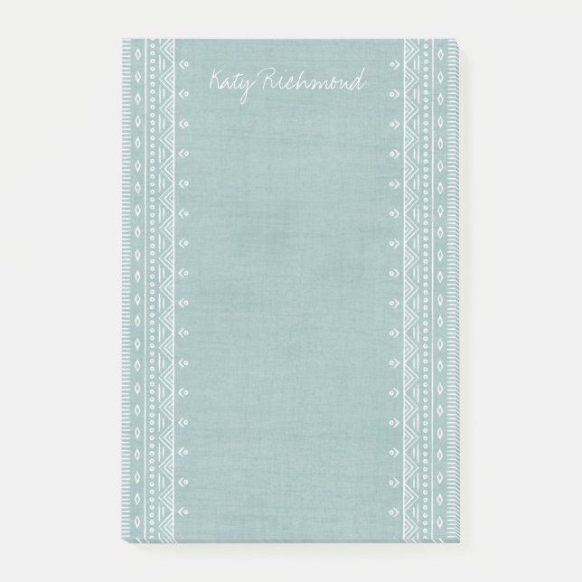 Boho Embroidery Tribal Pattern Post-its - Teal Post-it Notes (Front)