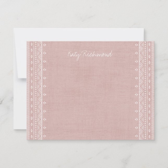 Boho Embroidery Tribal Pattern Stationery - Pink (Front)