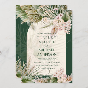 BOHO Emerald Green Pampas Grass Wedding