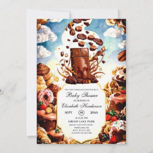 Boho Enchanted Chocolate Baby Shower Invitation