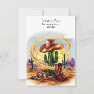 Boho Enchanted Cowboy Birthday Thank You Card