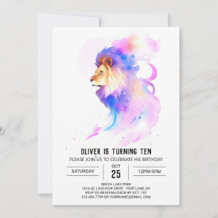 Boho Enchanted Lion Birthday Invitation