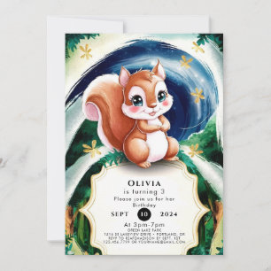 Boho Enchanted Squirrel Birthday Invitation