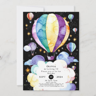 Boho Enchantment Hot Air Balloon Birthday Invitation