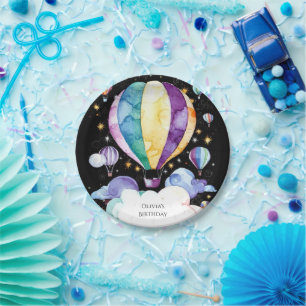 Boho Enchantment Hot Air Balloon Birthday Paper Plate