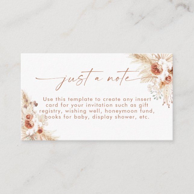 Boho Enclosure Card | Terracotta Just A Note Card (Front)