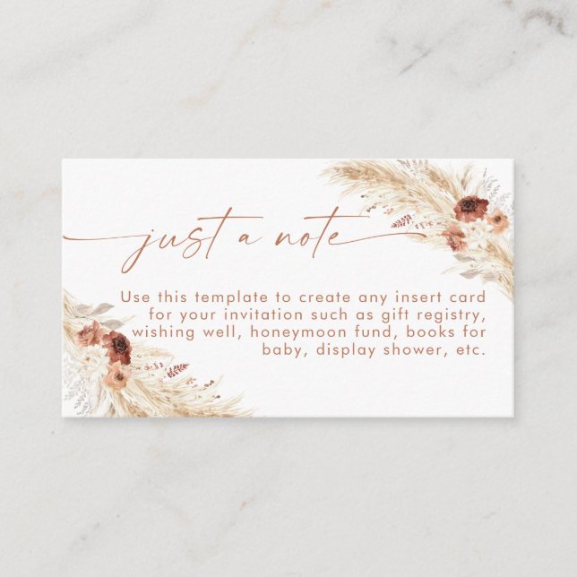 Boho Enclosure Card | Terracotta Just A Note Card (Front)