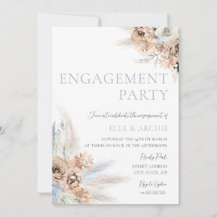 Boho Engagement Party Dusty Blue & Ivory Floral Invitation