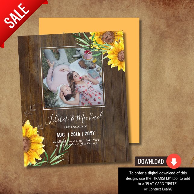 BOHO Engagement Party Invitations PHOTO Sunflowers (Creator Uploaded)