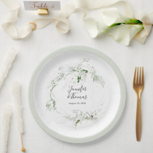 Boho Ethereal Greenery Simple Botanical Paper Plate