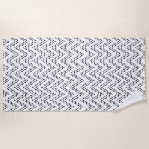 Boho Ethnic Beach Towel – Black & White